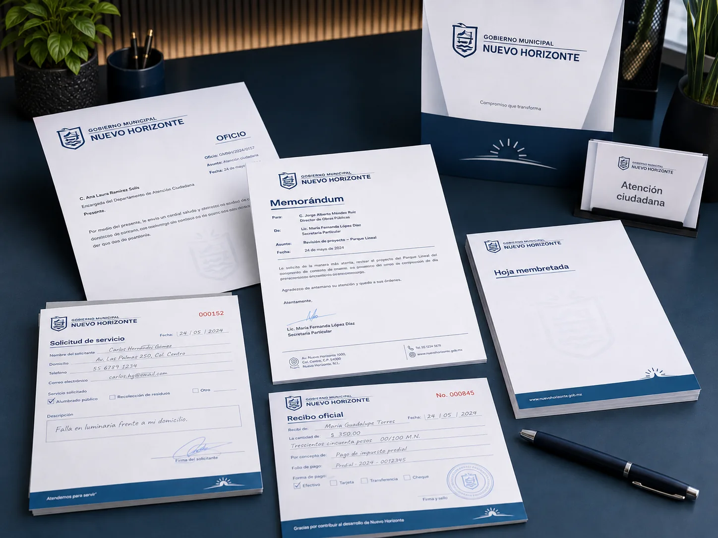 Papelería oficial: oficios, hojas membretadas y formatos institucionales