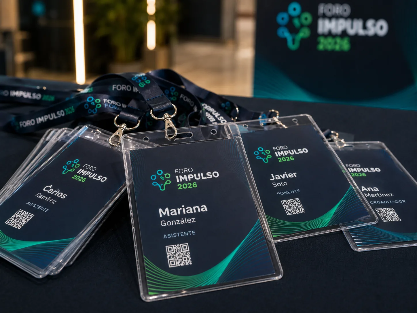 Lanyards personalizados con gafete para asistentes