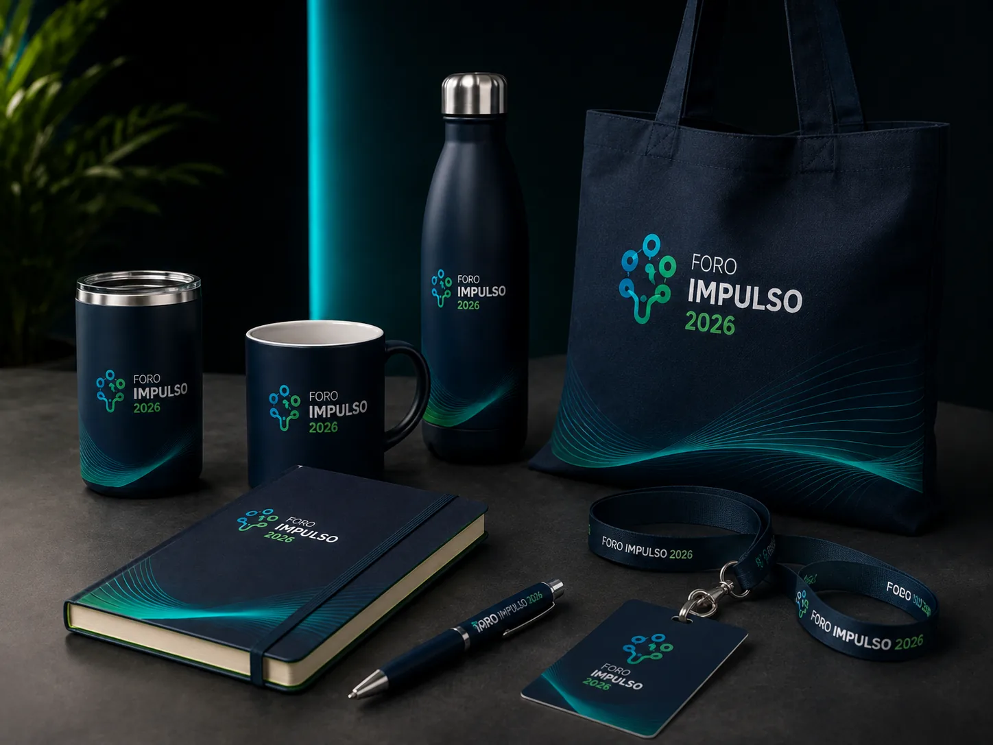 Merch de evento: termos, libretas y plumas