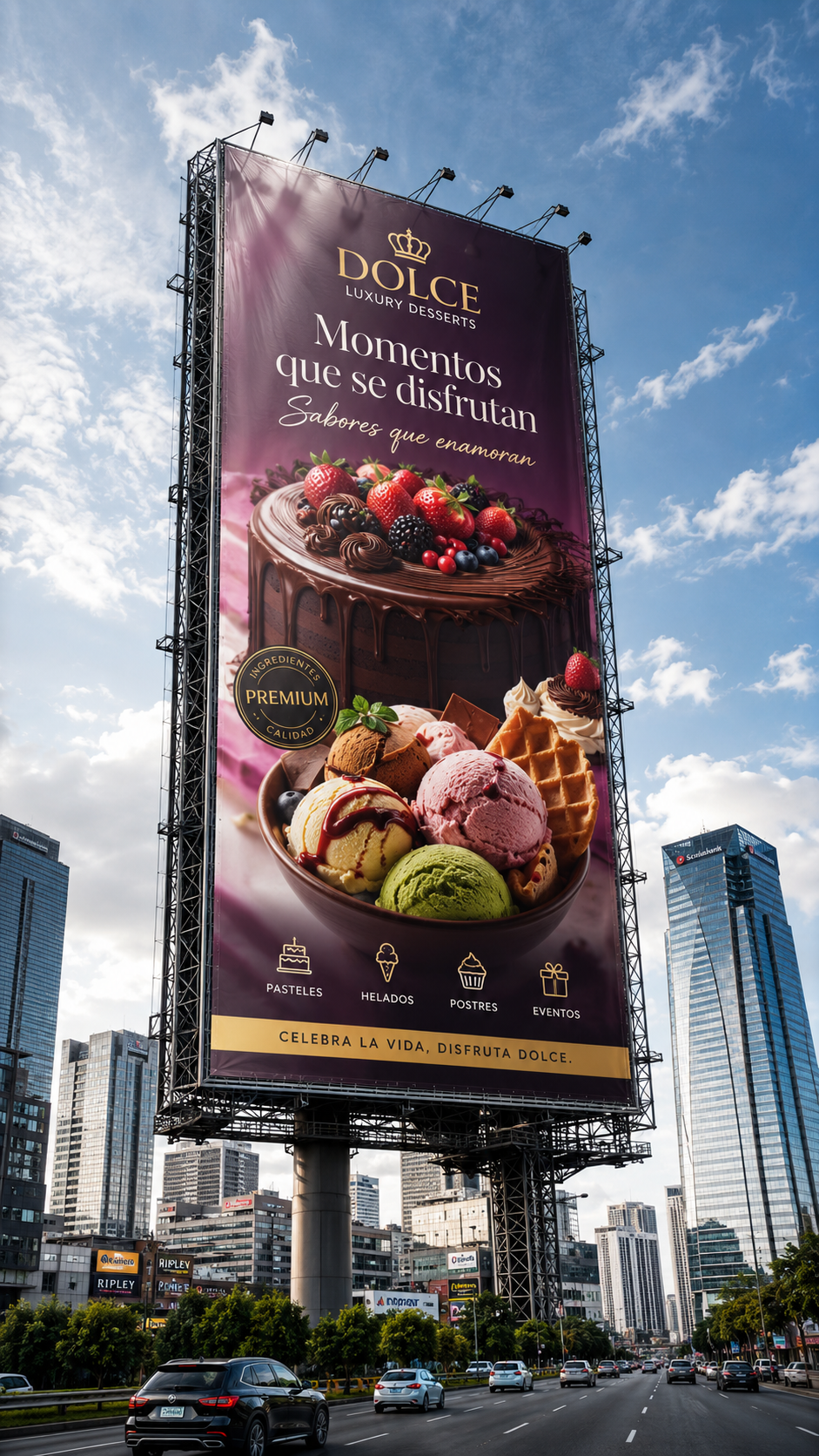 Espectacular vertical de pastelería en gran formato