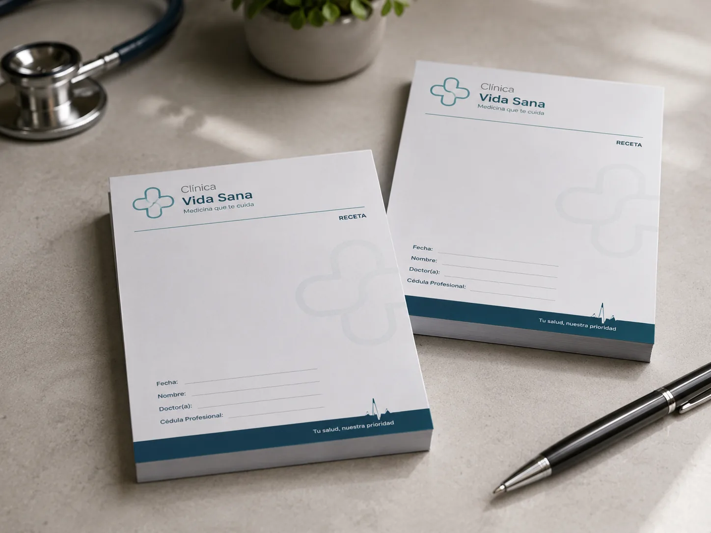 Recetas médicas impresas para clínica
