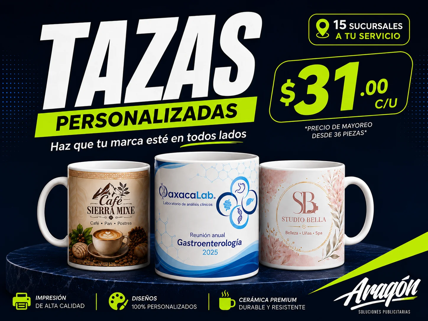 Promoción de tazas personalizadas a $31 pesos para Miahuatlán y Salina Cruz