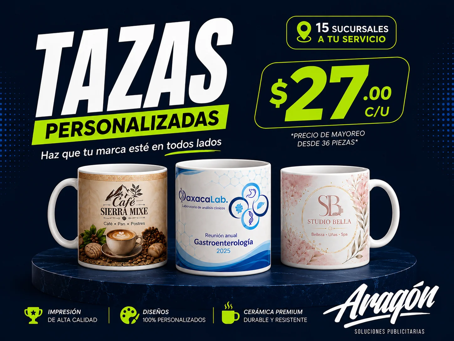 Promoción de tazas personalizadas a $27 pesos para Oaxaca y Tuxtla